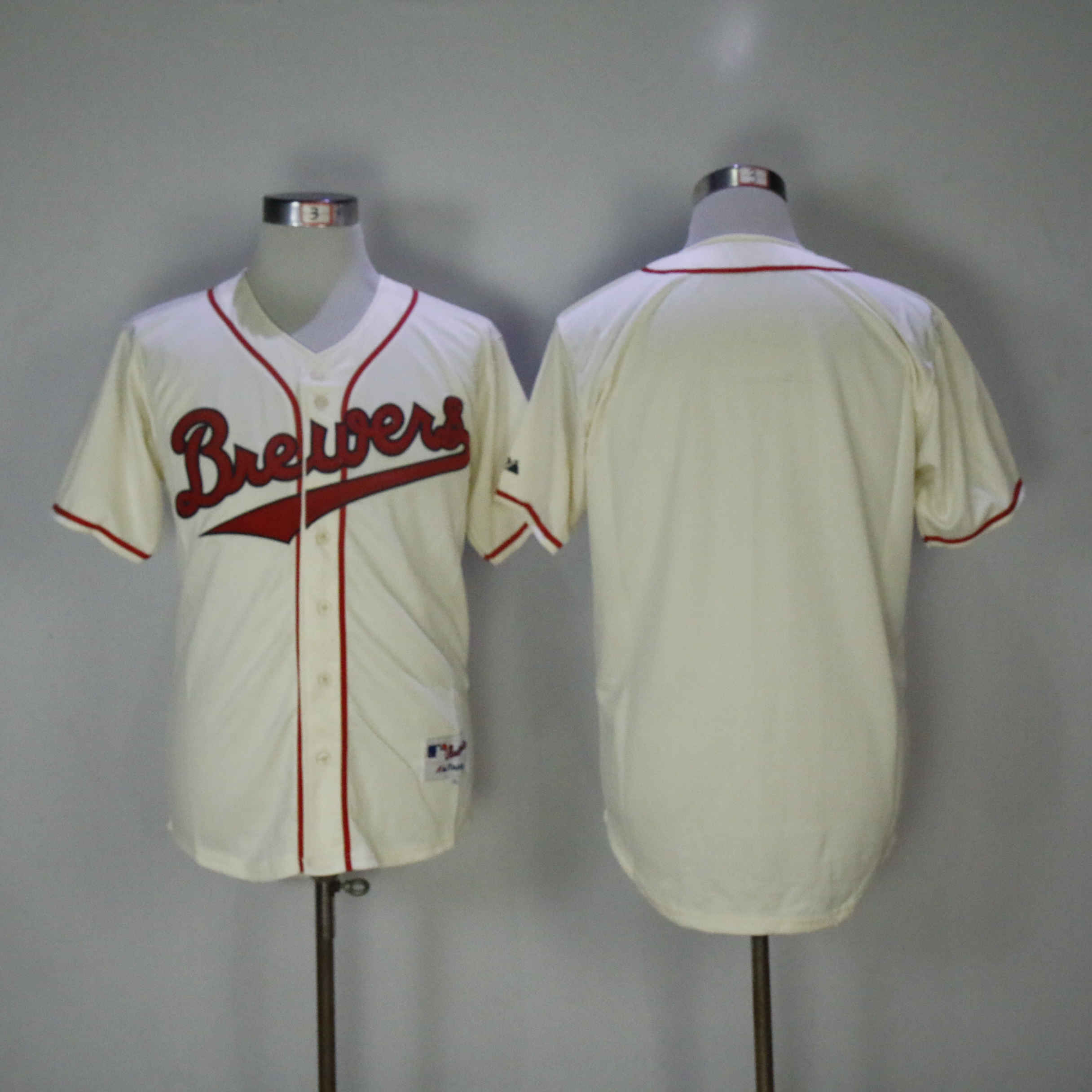 Men Milwaukee Brewers Blank Cream MLB Jerseys->milwaukee brewers->MLB Jersey